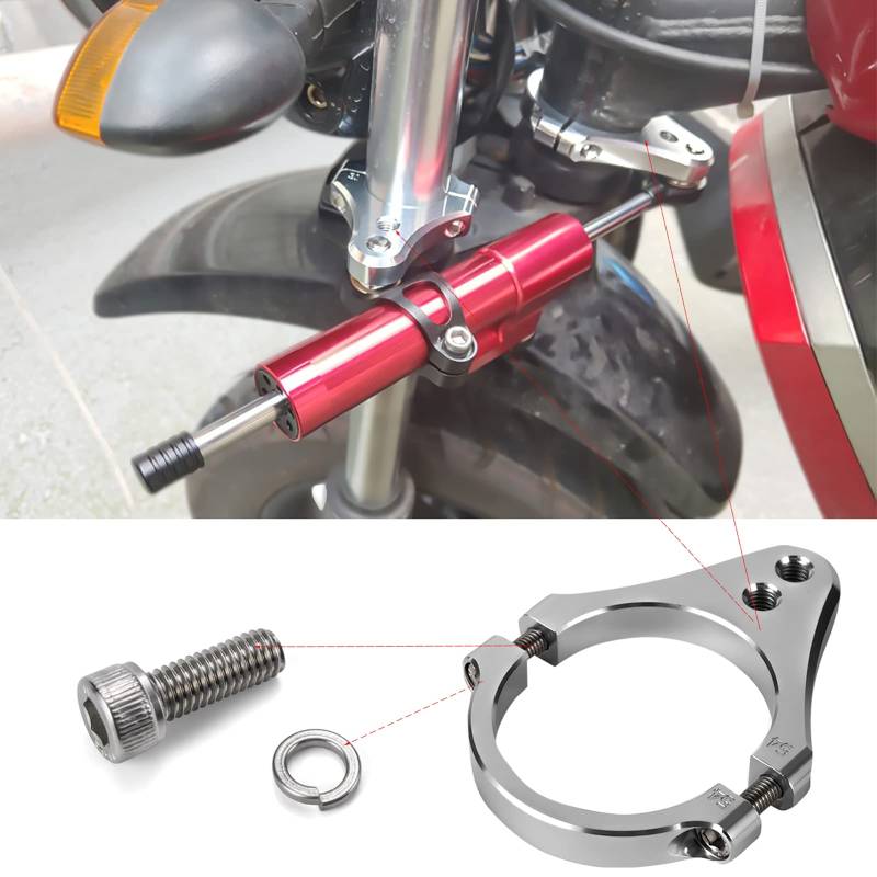 Clip-on Lenkungsdämpfer Klemme 27mm Universal Stoßdämpfer Linearer Rohr Klemme 27mm Vordergabel 27mm Rohrschelle Motorrad Zubehör Halterung Kragen von Fullibars