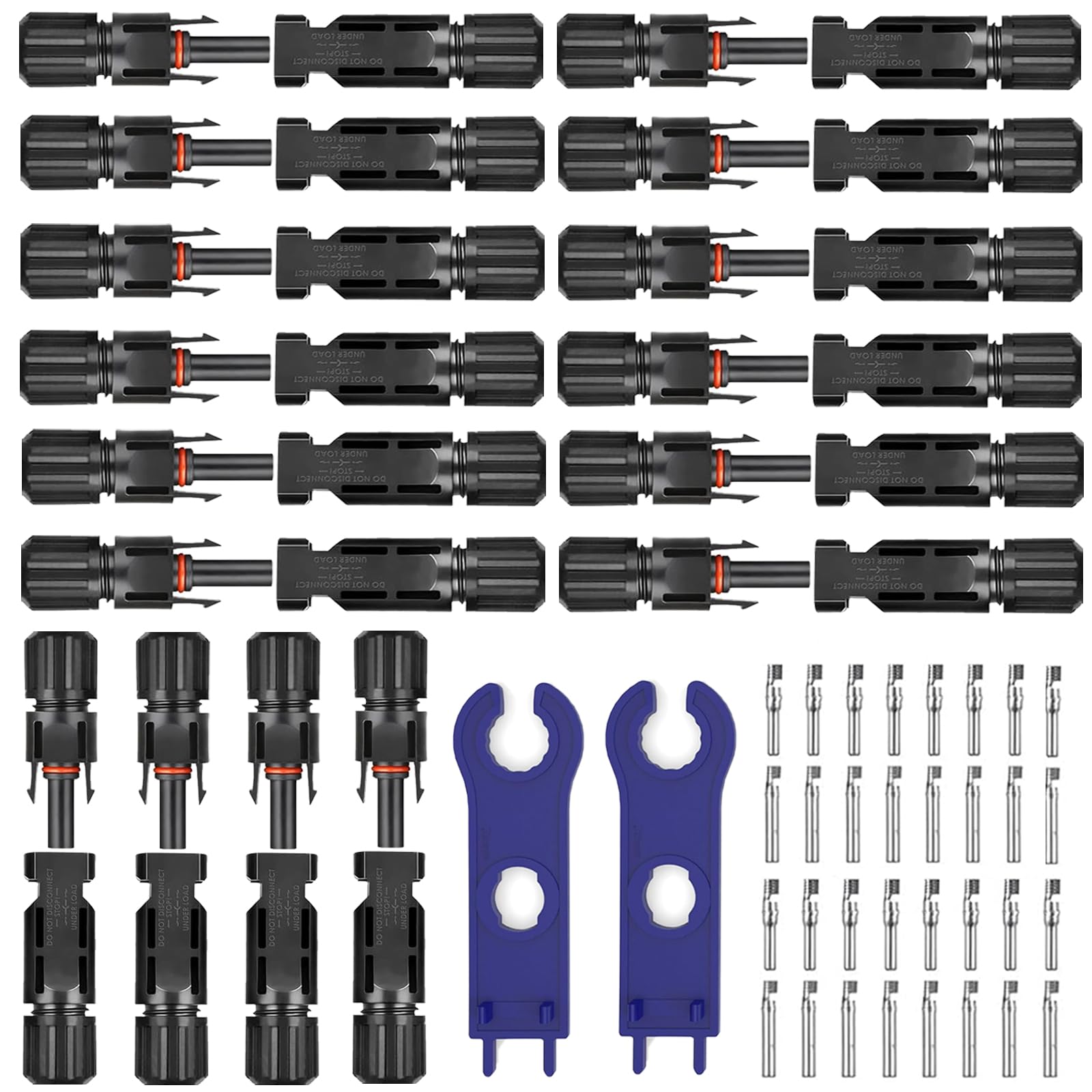 Funmo 16 Paar Solarstecker, IP67 Stecker Solarpanel, Männlich/Weiblich Solarpanel Kabelstecker, Solar Verbinder für 2.5/4/6mm² Solarpanel PV Kabel, Solarpanel Stecker kabel mit Schraubenschlüssel von Funmo