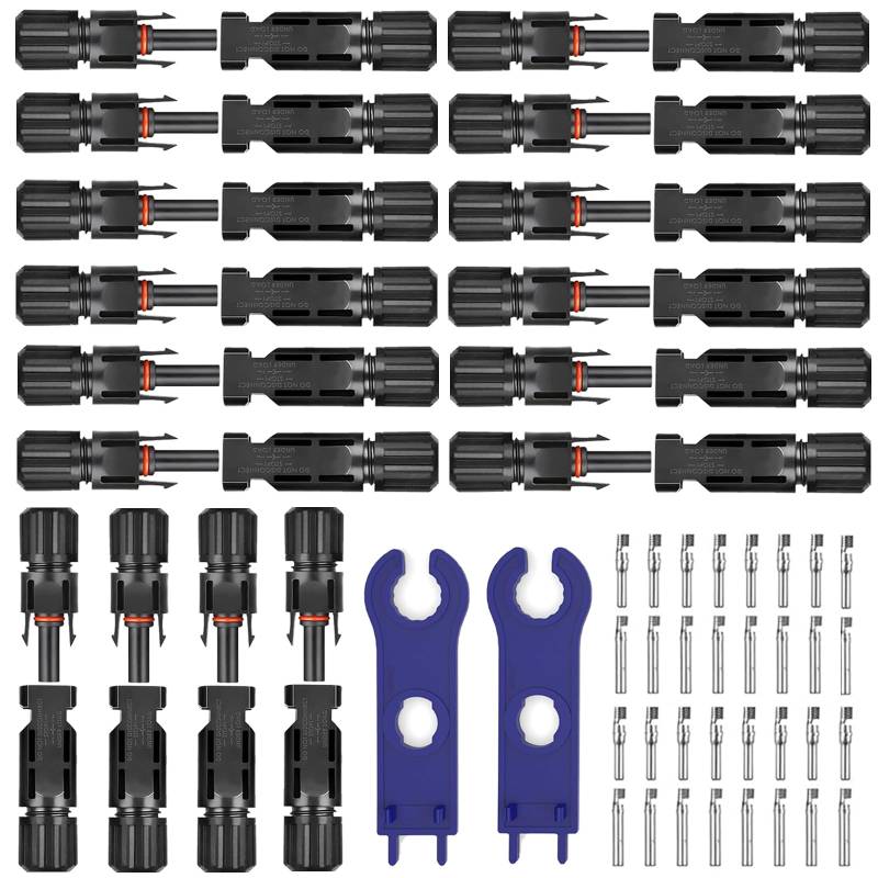 Funmo 16 Paar Solarstecker, IP67 Stecker Solarpanel, Männlich/Weiblich Solarpanel Kabelstecker, Solar Verbinder für 2.5/4/6mm² Solarpanel PV Kabel, Solarpanel Stecker kabel mit Schraubenschlüssel von Funmo