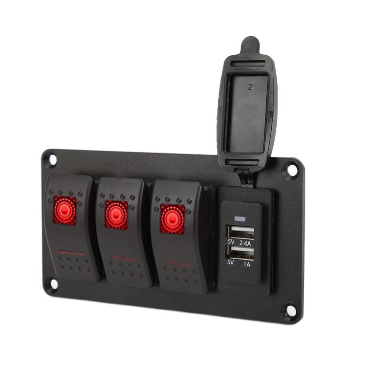 Kippschalter-Panel, 4-Gang-Wippschalter mit roter LED-Anzeige für Auto-Marine-Boote von Fupi