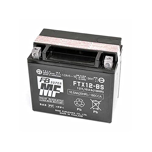 Furukawa FTX12-BS Motorradbatterie (YTX12-BS) wartungsfrei, 12 V, 10 Ah, Maße: 150 x 87 x 131 mm, kompatibel mit Malaguti Password 250 2007-2008 von Furukawa