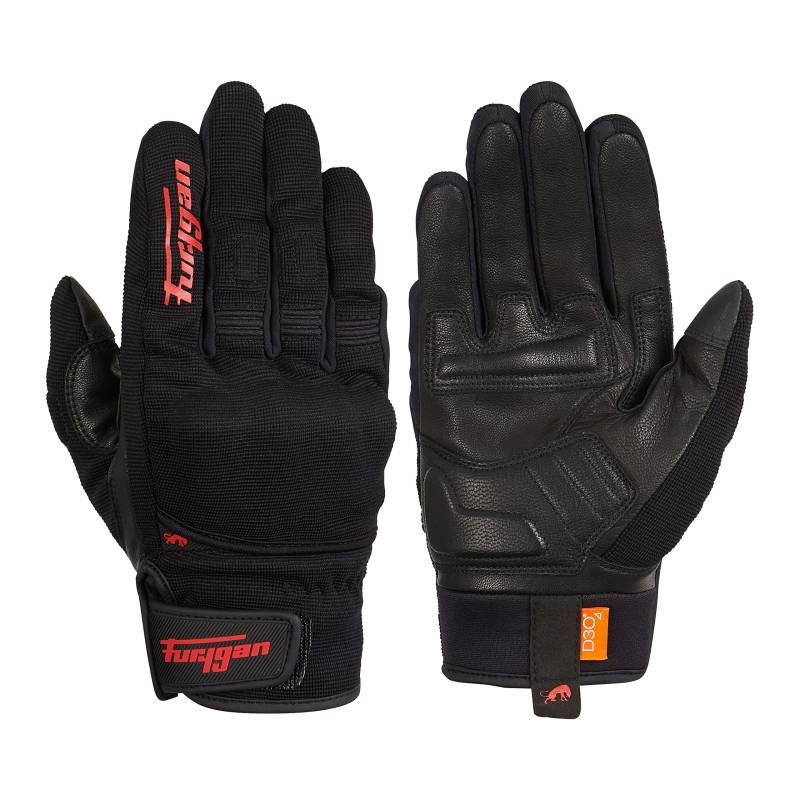 Furygan JET D3O - Motorradhandschuhe Herren – Sommerhandschuhe - Atmungsaktiv & leicht - D3O Aufprallschutz – Touchscreen, Schwarz-rot von Furygan