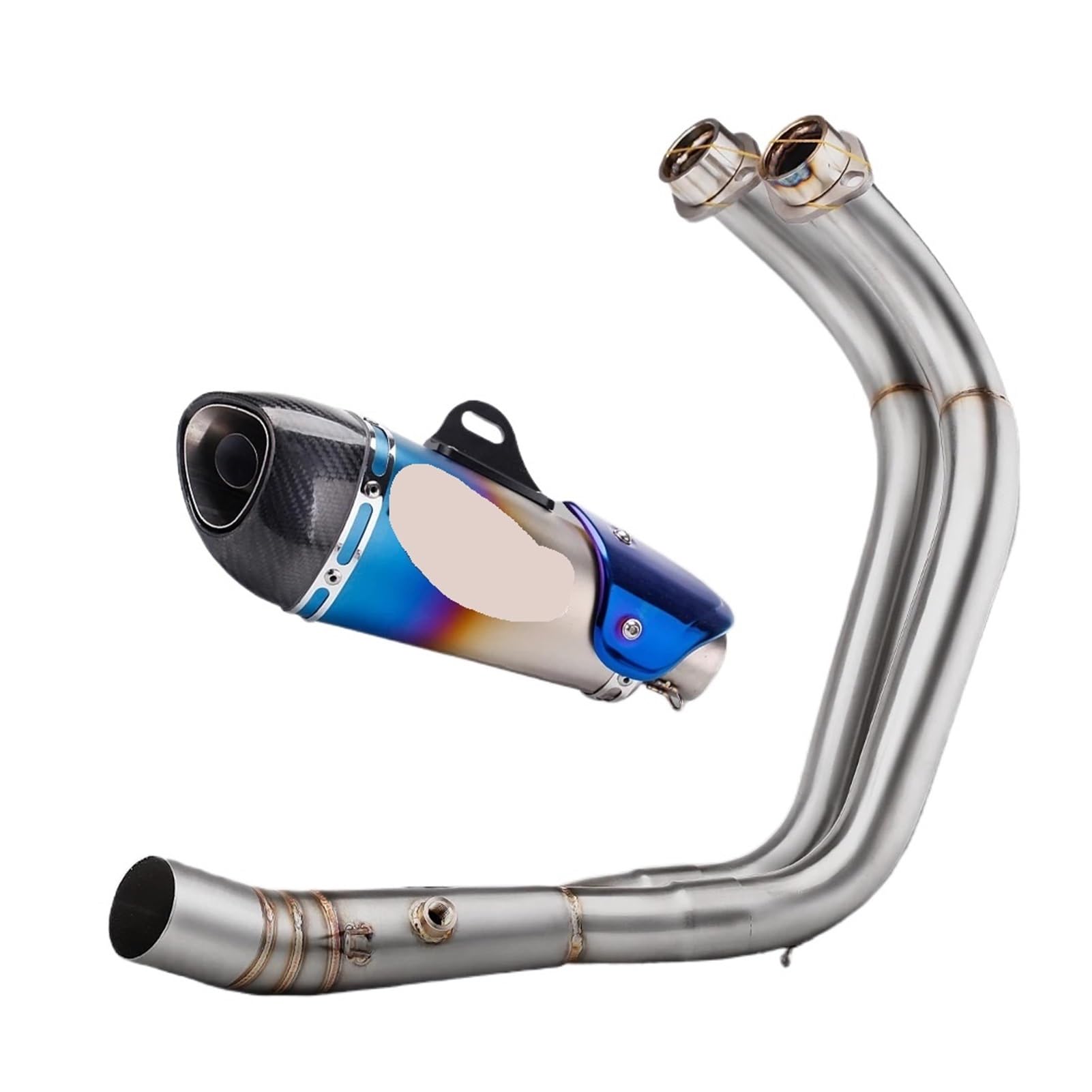 For MT07 FZ07 XSR700 2014-2024 Motorradauspuff Slip on Full System Modified Front Link Pipe Connect Schalldämpfer(TYPE-B CARBON TIP) von Futaoo