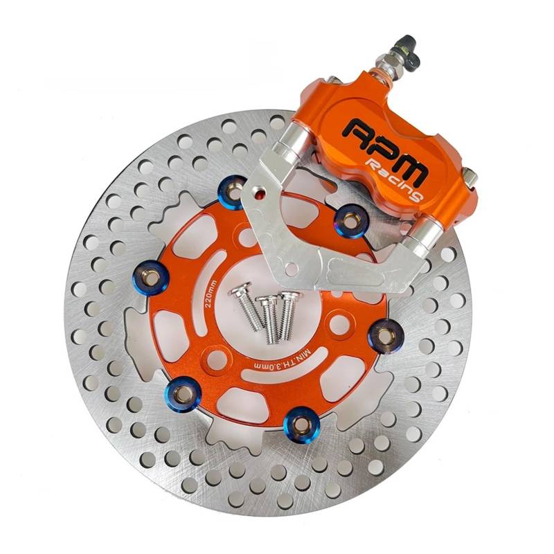 Futaoo CNC Elektrische Motorrad Roller Bremssättel 200mm * 57mm 220mm * 70mm Disc Brems Pumpe Adapter Halterung BWS RSZ(Orange 220mm) von Futaoo