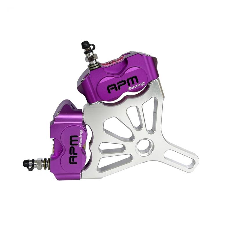 Motorrad Roller Doppel Bremssattel Hinten mit Adapter Halterung Bremse for Scheibenbremspumpe Pit Dirt Bike(Purple) von Futaoo