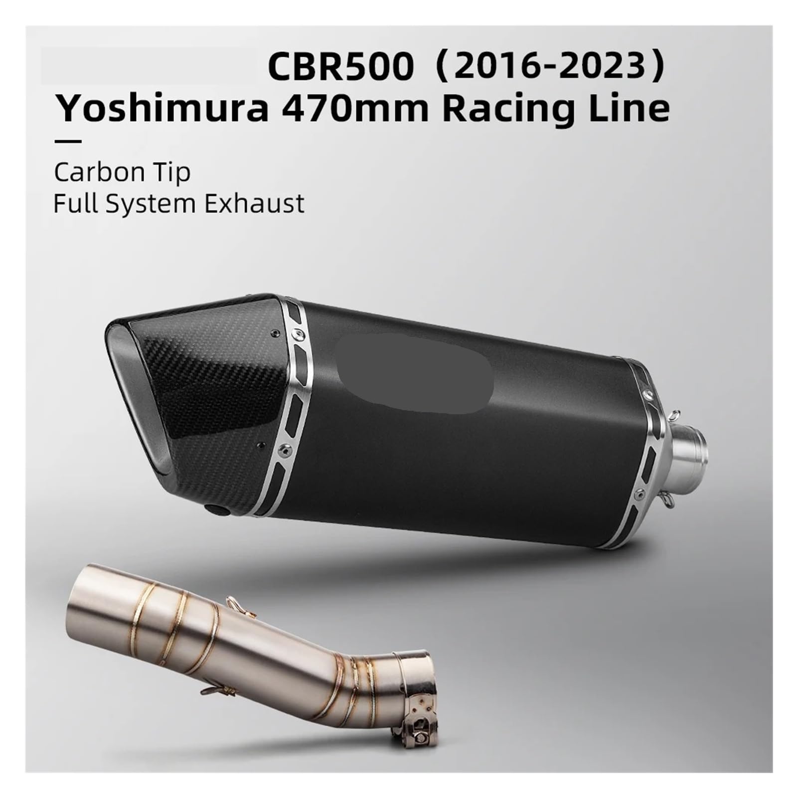 for CBR500 CBR500R 2016-2023 Motorradauspuff Escape Modifiziertes Mittleres Verbindungsrohr mit Yoshimura HF Carbonfaser-Schalldämpfer(Type-D) von Futaoo