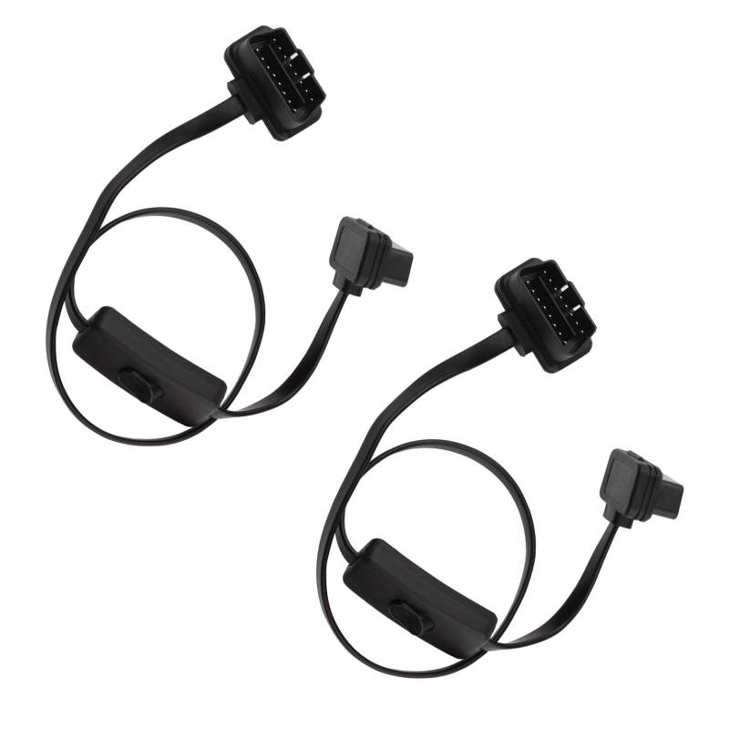 Futheda 2 OBD 2 Kabel 16 Pin Stecker auf Buchse OBD-II/EOBD rechtwinklig Diagnosegerät OBD2 Adapter Verlängerungskabel mit Netzschalter kompatibel mit Auto Motor von Futheda