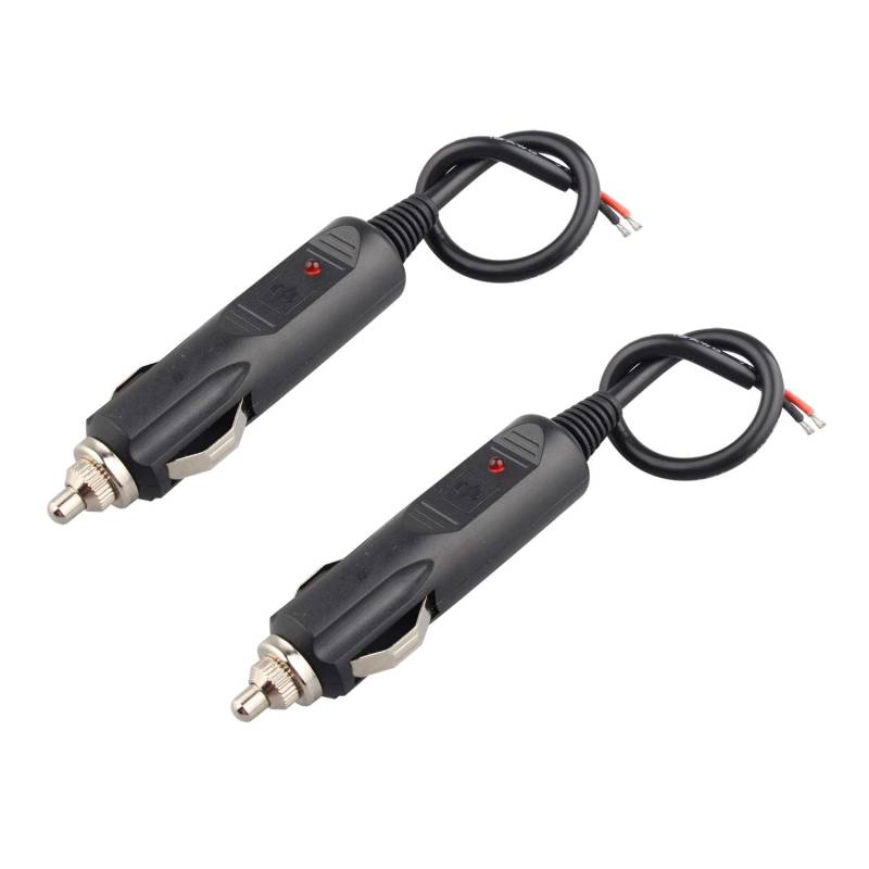 Futheda 2 x Auto-Zigarettenanzünder Stecker 10 A Sicherung DC 12 V 24 V mit LED-Lichter-Verlängerungskabel von Futheda