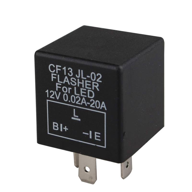 Futheda 3 Polig Blinkrelais Flasher Relay LED-Licht Blinker Relais Blinkgeber mit Schaltkreisschutz und Rückwärtsschutz 0.02A-20A 12V für Auto, Motorrad und so weiter von Futheda