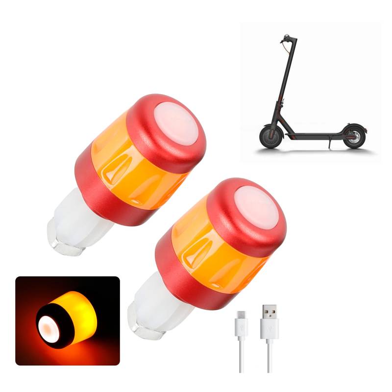 Fututech LED-Lenker-Anzeige, wasserdicht, für Elektro-Scooter, Lenkerdeckel, für Xiaomi Blinker, wiederaufladbar, für Segway Ninebot Zubehör Scooter (Rot/Orange) von Fututech