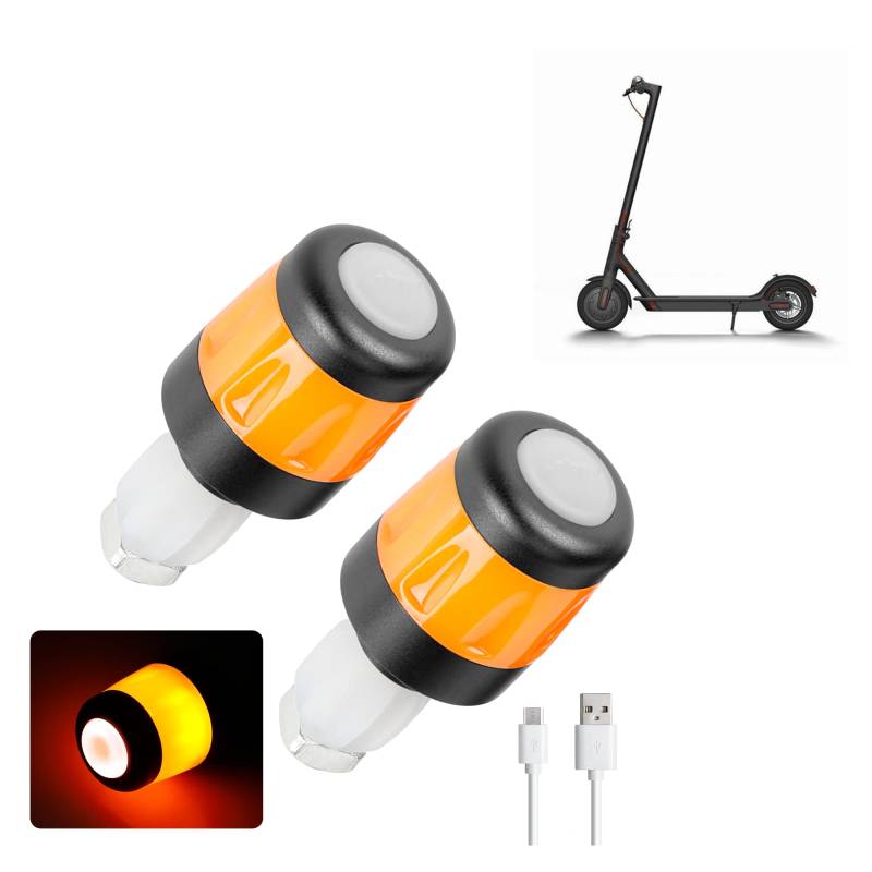 Fututech LED-Lenkeranzeige, wasserdicht, für Elektroroller, für Xiaomi Blinker, wiederaufladbar, für Segway Ninebot Zubehör für Scooter (Schwarz/Orange) von Fututech