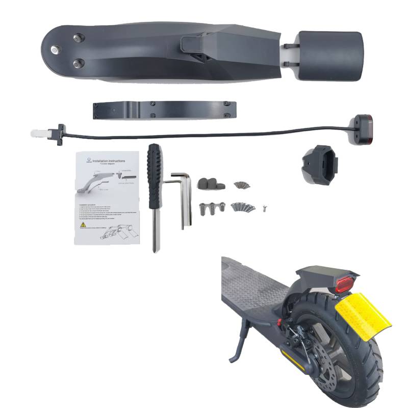 Fututech Set Rücklicht + Schutzblech hinten für Xiaomi M365 Fender Elektroroller, Zubehör, Ersatzteil, Modifikation für Roller (schwarz) von Fututech