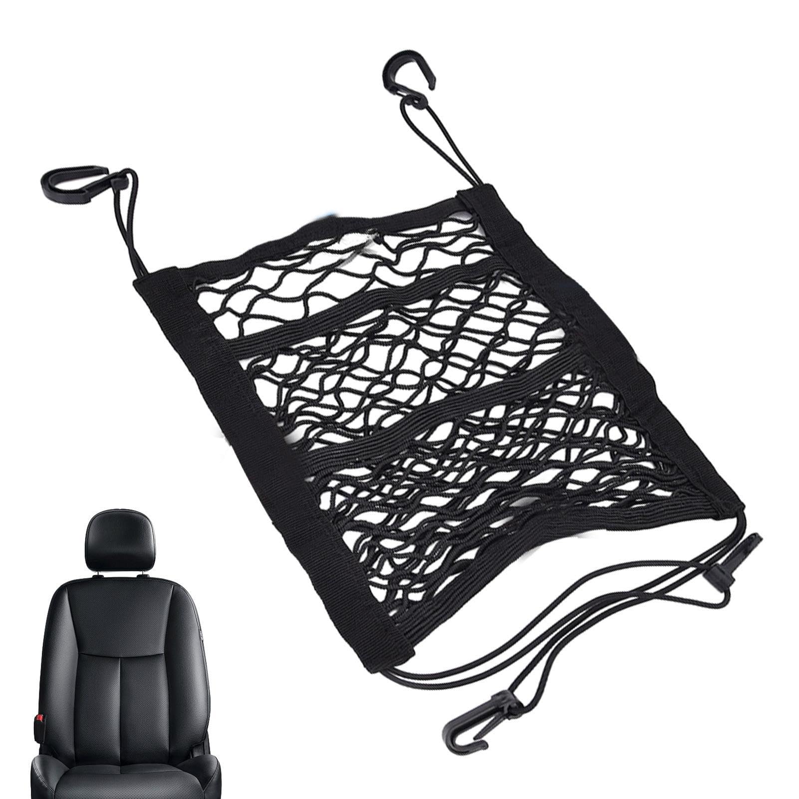 Fuuxtci Auto-Mesh-Organizer - Netztasche für die Rückenlehne, Aufbewahrungstasche, 3-lagiger Netz-Organizer,Auto-Netztasche, Rücksitz-Haustier-Absperrnetz, hohe Elastizität für universelle Netztasche von Fuuxtci