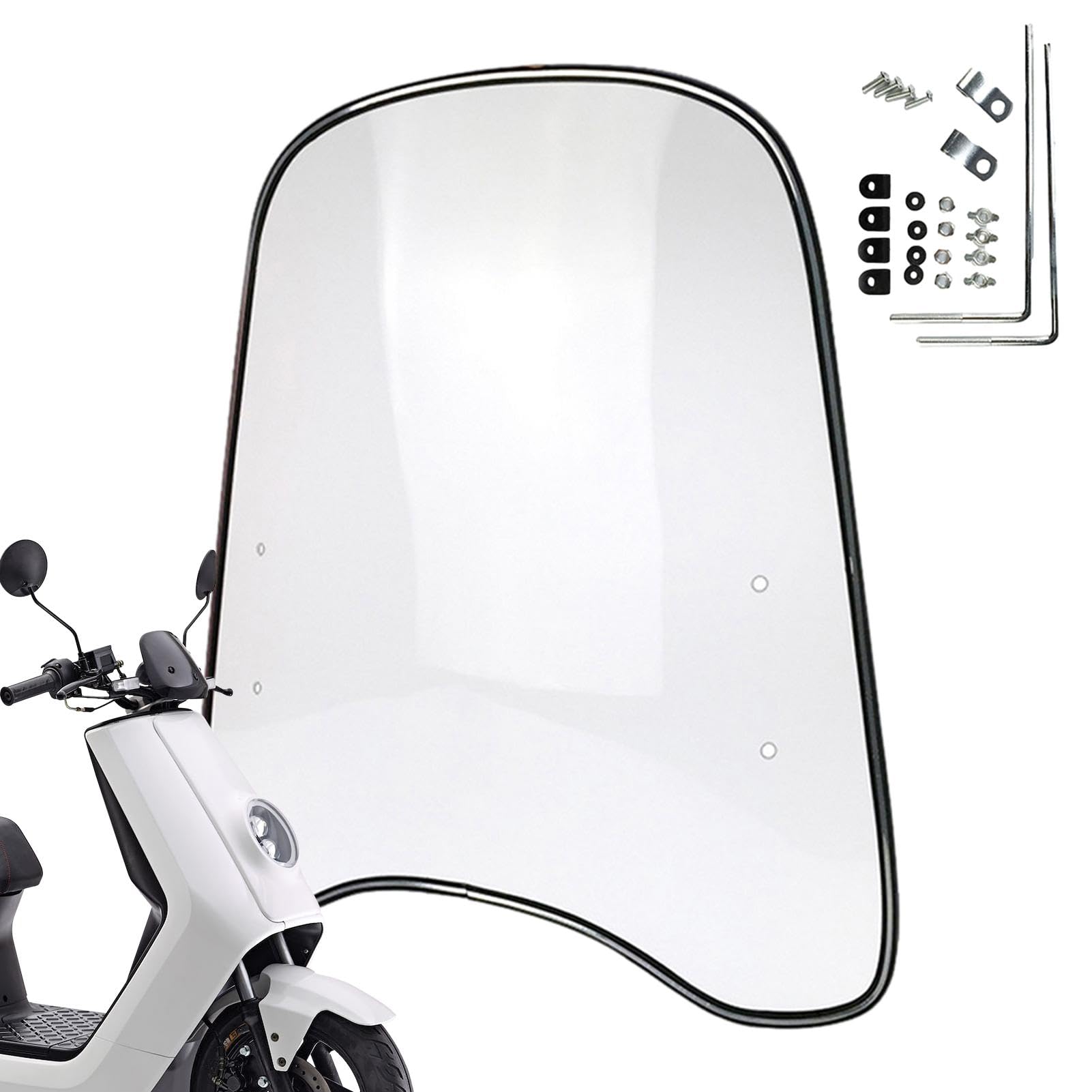 Motorrad Windschutzscheibe, Motorrad Spoiler, Windschild Windschutzscheibe Für Motorräder Elektrische Fahrzeuge,Bruchsicheres, Winddichtes, Kältefestes PC-Schild Für Motorräder, Elektroautos von Fuuxtci