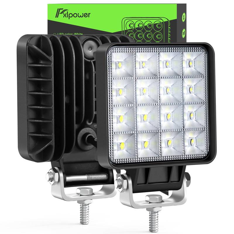 Fxlpower 2 Stück 21W LED Flutlicht Arbeitsscheinwerfer 9-80 volt Zusatzscheinwerfer, IP67 Offroad led scheinwerfer, Rückfahrscheinwerfer für Baufahrzeuge, Landwirtschaftsfahrzeuge, Trecker, Bagge von Fxlpower