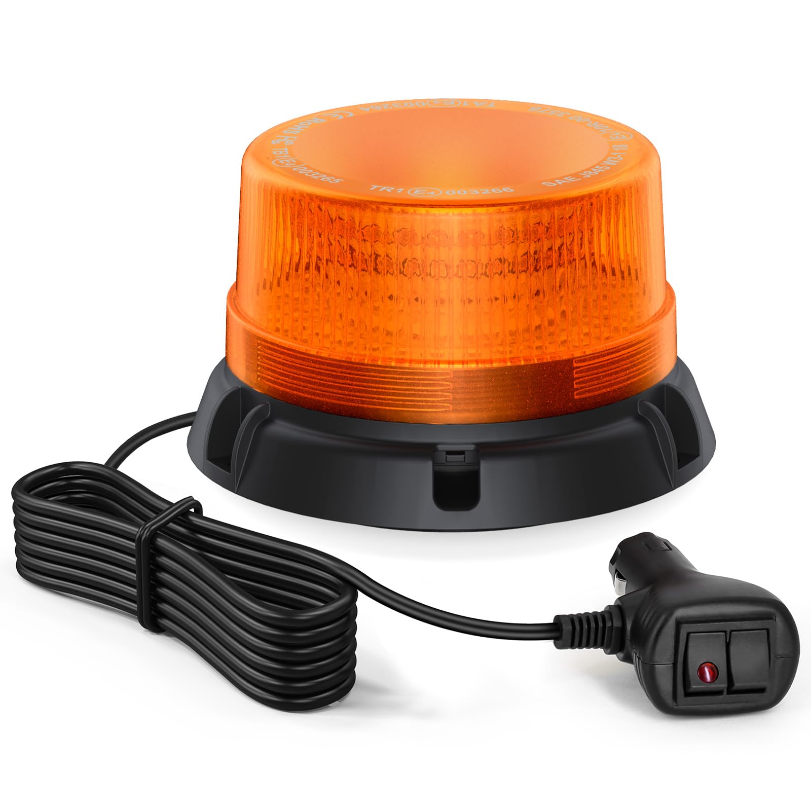 Fxlpower LED Rundumkennleuchte mit 2.8-Meter-Kabel, Gelb Warnleuchte 10-80V für Baufahrzeuge Gabelstapler-Traktor Golfwagen Anhänger Schneepflug von Fxlpower