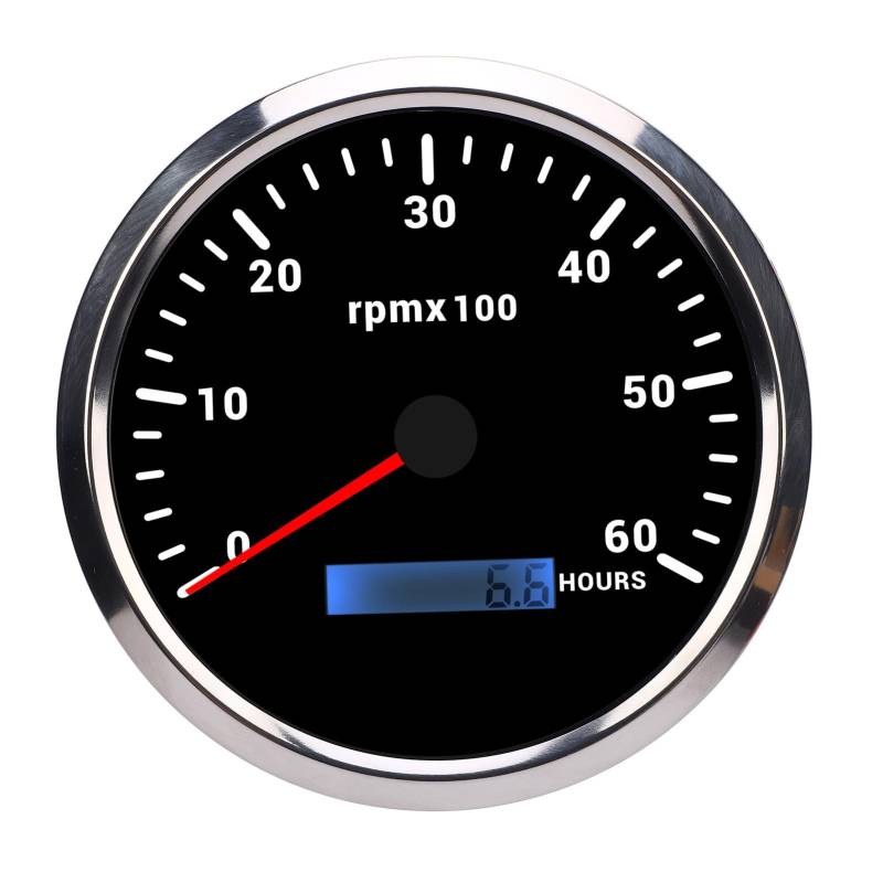 110 Mm 4 3/8 -Zoll -Drehzahlmesser 7 Farb Hintergrundbeleuchtung mit Stundenmesser für LKW -Autoboot (Schwarzes Zifferblatt Silberzel CXA007) von Fydun