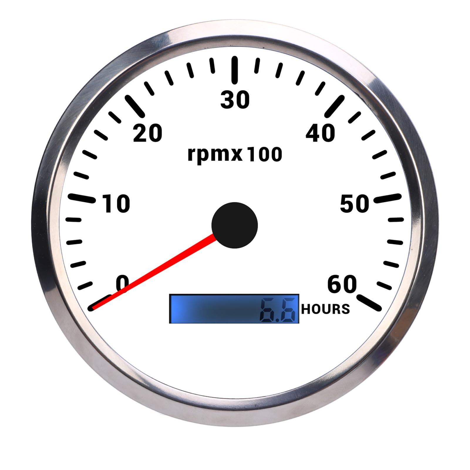 110 Mm 4 3/8 -Zoll -Drehzahlmesser 7 Farb Hintergrundbeleuchtung mit Stundenmesser für LKW -Autoboot (Weißes Zifferblatt Silberlünette CXA008) von Fydun