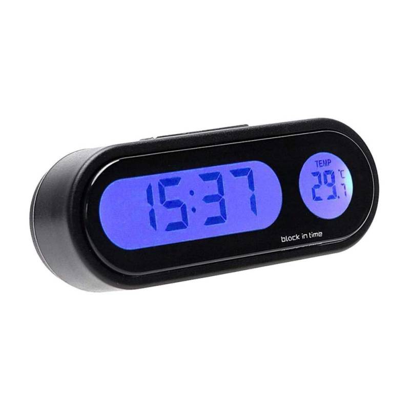 Auto-Armaturenbrett-Uhr, Thermometer, LED-Hintergrundbeleuchtung, 2-in-1-Auto-Innendekoration, Uhr für Auto, Büro, Zuhause, Schwarz (BLACK) von Fydun