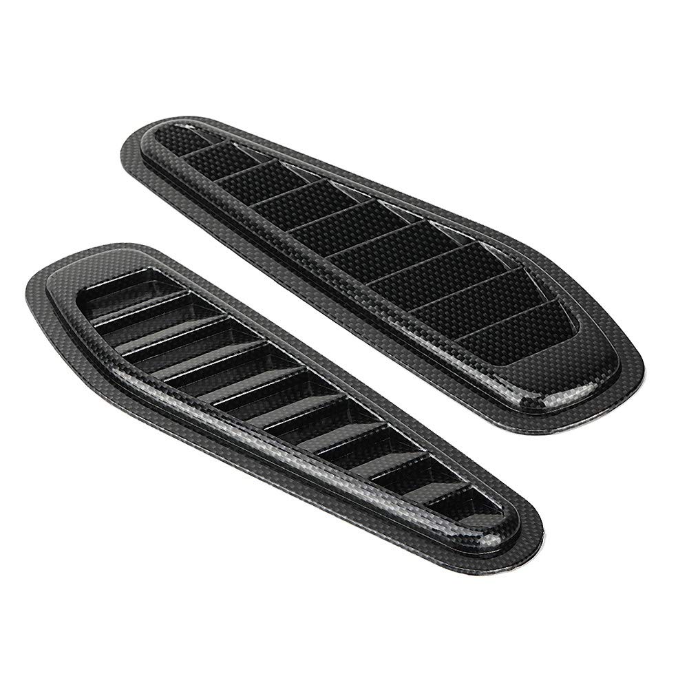 Auto Motorhaube Entlüftungs Abdeckung, Fydun 2pcs Air Flow Intake Scoop Bonnet Vent Hood Cover Universal Kohlefaser Stil Auto Auto Dekorative Hood Scoop von Fydun