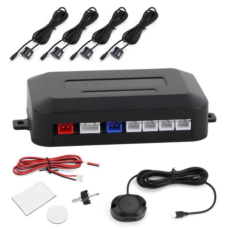 Einparkhilfe, Fydun Rückfahrhilfe Parkplatz Sensor Umkehr Kit 12 V Warnung Sound Indicator Probe System 12 V DC Auto Vehicle Reversing Sensor (Schwarz) von Fydun