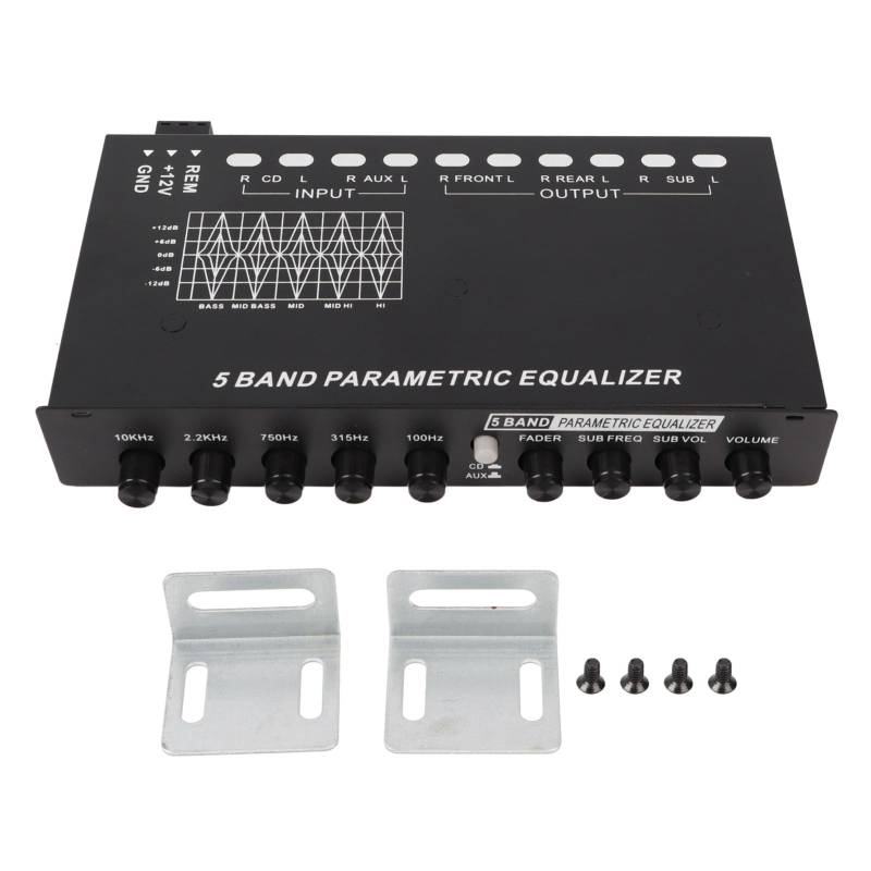 Fydun Auto-Verstärker-Equalizer, Auto-Audio-Grafik-Equalizer, Auto-Audio-Equalizer, Verstellbar, 5 Bänder, Präzise Abstimmung, EQ, Tuning, Crossover-Verstärker, Grafik-Equalizer von Fydun