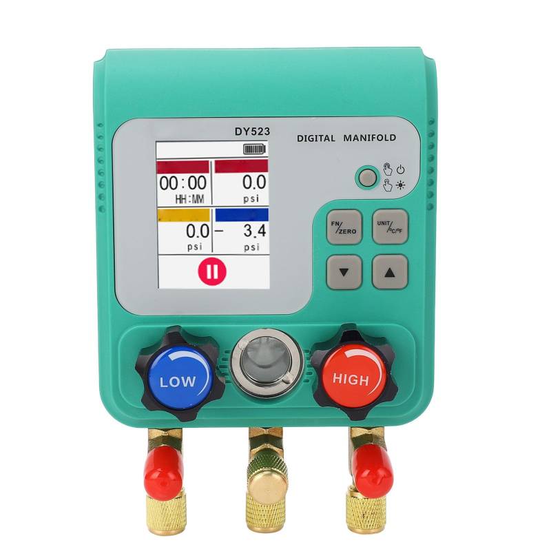 Fydun Digitales Manifold-Manometer mit Hoher Genauigkeit, Tester 0–6000 Kpa, Wartung von Autos, Klimaanlagen, Klimaanlagen und Kühlschränken von Fydun