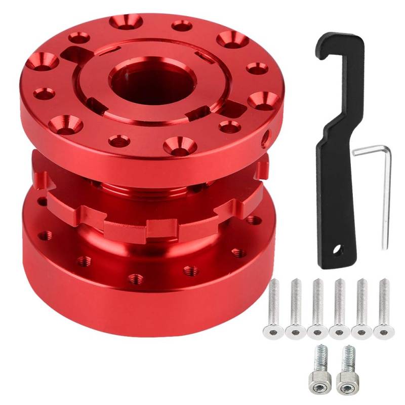 Lenkradnabe, Fydun Lenkrad Doppelpolster Lenkradnaben Racing Extension Spacer Adapter Kit Einstellbar von 40mm bis 70mm(Rot) von Fydun