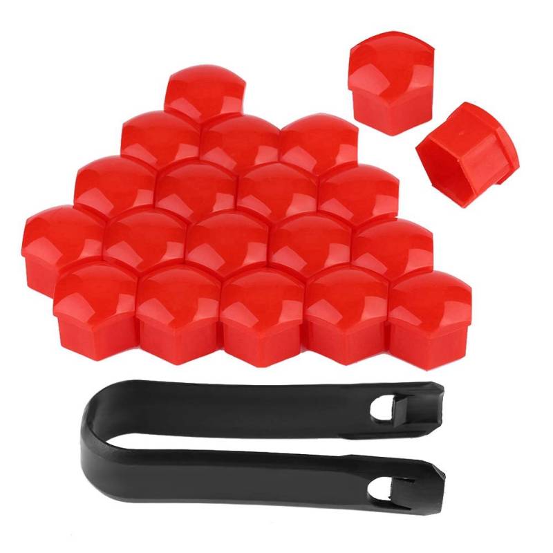 Fydun Radnabenkappen 20pcs 17mm Nabenabdeckmutter Abdeckung Rad Auto Nabenschraube Schutz Diebstahl Schutzkappe Nabendeckel(Rot) von Fydun