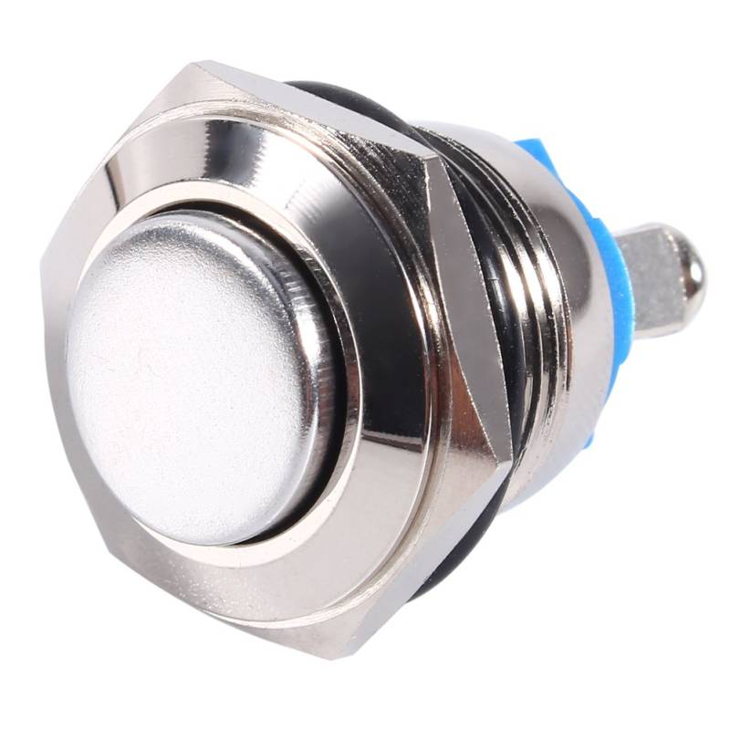 Hlyjoon Reset Taster Momentary Push Button Switch 16mm 12V Auto Knopfschalter Kfz Runde Drucktaste Horn Momentary Switch Metall für Stromkreissteuerung in elektromagnetischen Anlasser Schütz Relais von Fydun