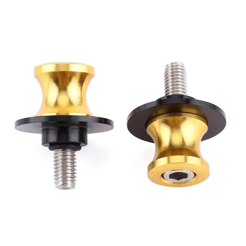 Motorrad Schwingenschutz Schwingenadapter Ständer, Fydun 2PCS 6/8 / 10mm CNC Hinterer Arm Schweber Standplatz Schwingen Spulen Bobbins Ständeraufnahme(6mm-Gold) von Fydun