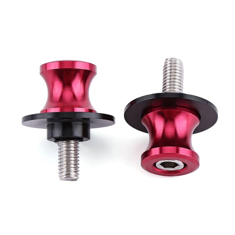 Motorrad Schwingenschutz Schwingenadapter Ständer, Fydun 2PCS 6/8 / 10mm CNC Hinterer Arm Schweber Standplatz Schwingen Spulen Bobbins Ständeraufnahme(6mm-Rot) von Fydun