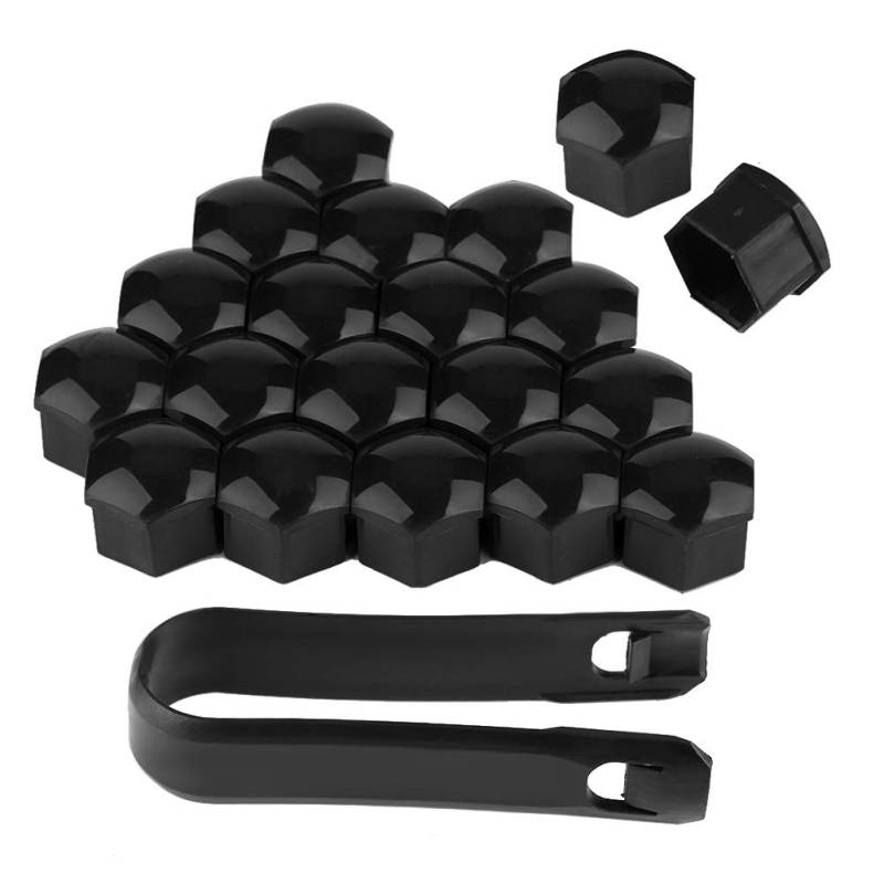 Radnabenkappen, Fydun 20pcs 17mm Nabenabdeckmutter Abdeckung Rad Auto Nabenschraube Schutz Diebstahl Schutzkappe Nabendeckel(Schwarz) von Fydun