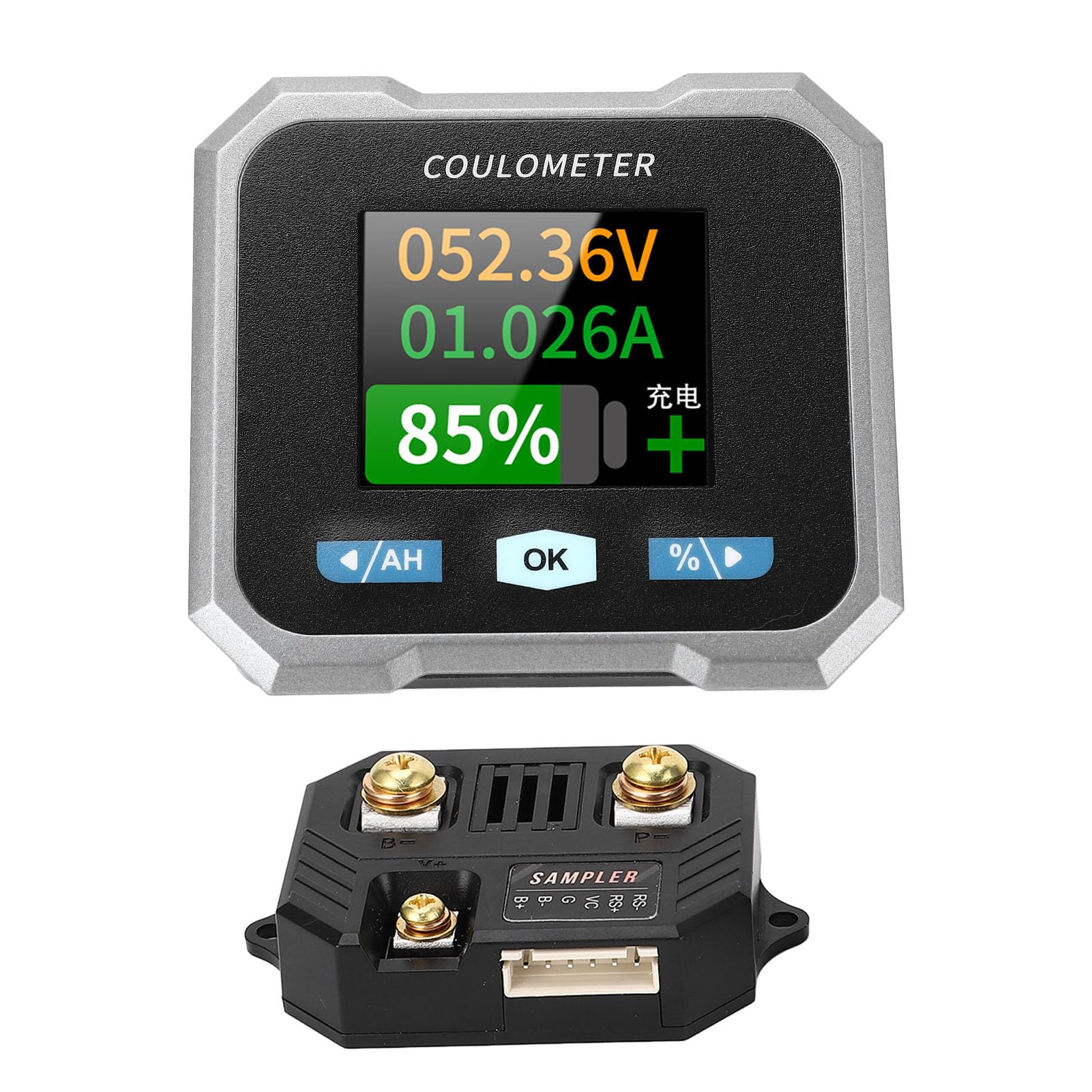 Batterieleistungsmonitor, Digitaler Batteriemonitor BT-Batterietester mit 50-A-Shunt, für Motorrad-Dreirad-RV 10-100 V 0-9999 AH von Fyearfly