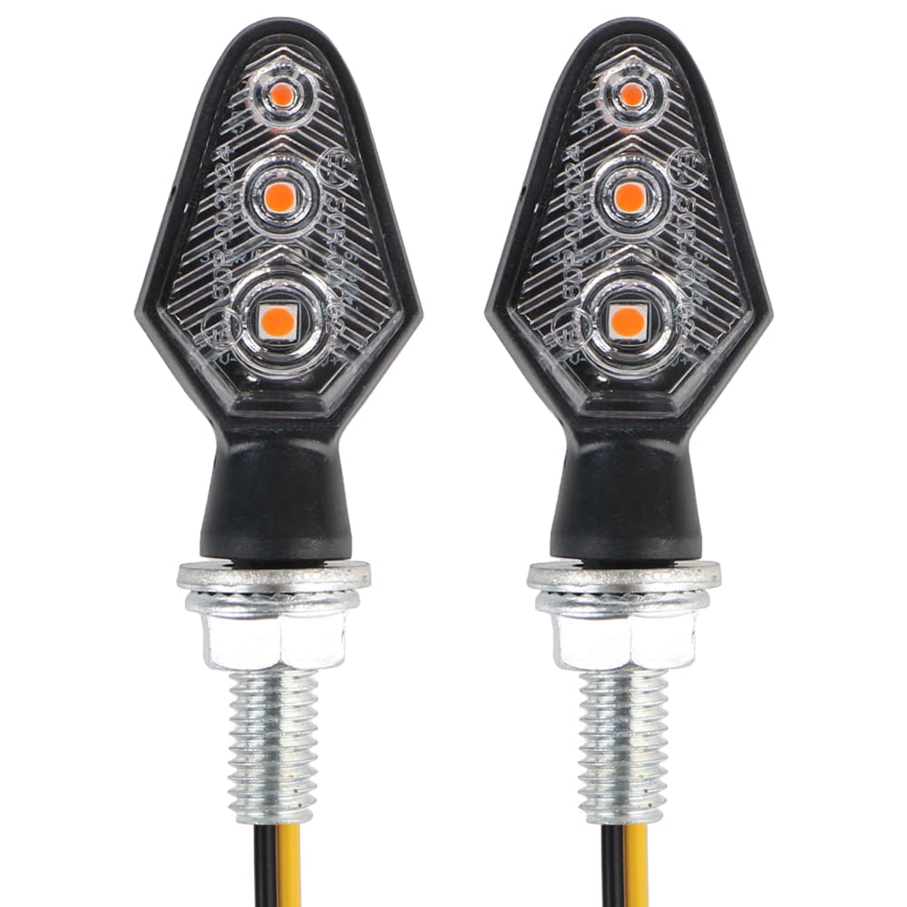 Fyuasto Bernstein Metall 2Pcs Universal Moto Blinker Lampe Front Heck Blinker Lichter LED Blinker Lichter Motorrad 12V (Transparente Abdeckung) von Fyuasto