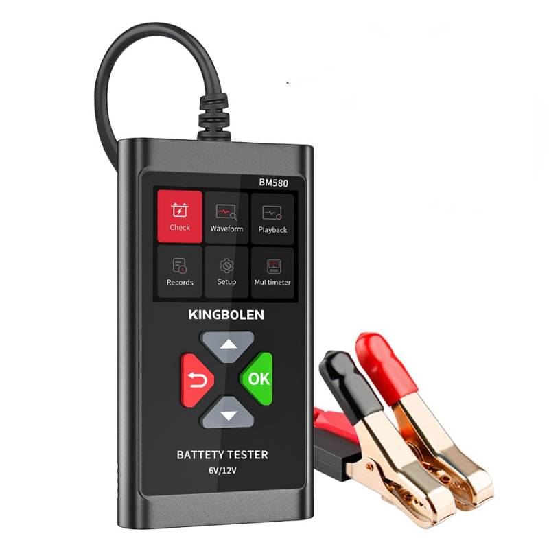 Fyuasto CCA Circut Analyzer Autozubehör Autobatterie Tester für Nass/Gel/Blei-Säure-Batterie BM580 12V 6V Laden Anlassen Test von Fyuasto