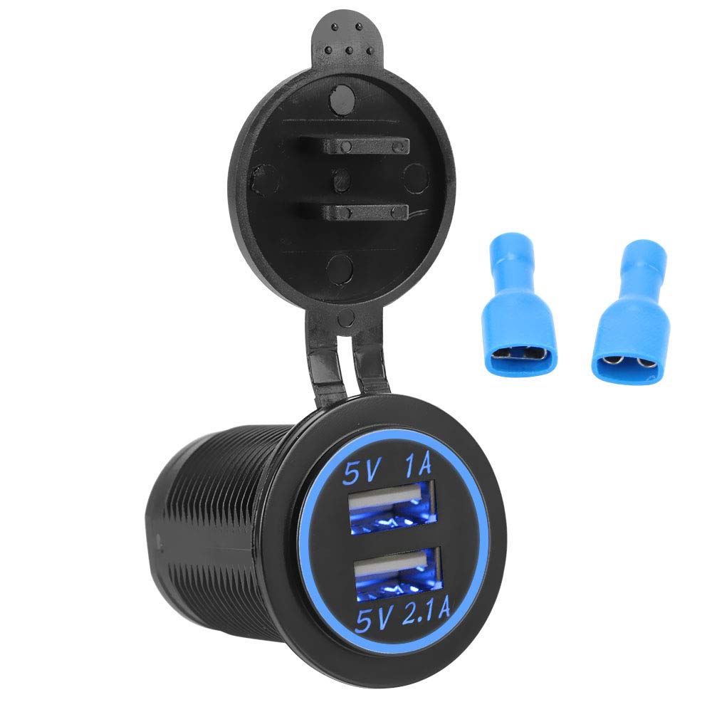 Fyuasto Wasserdichte 12–24 V für Auto, Marine, Motorrad, LKW, Steckdose, 3,1 A Steckdosenadapter, Dual-USB-Ladegerät von Fyuasto