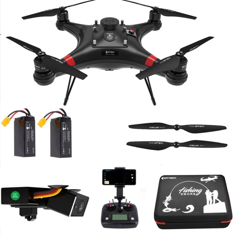Ideafly Fishing Drone 3KG Payload Bait Release Heavy Drone, 1.5km RC GPS Drone 33mins Waterproof Drone with Single Axis Gimble Camera 4K (add two propellers+ batteries) (add one propellers+battery) von G Camolech