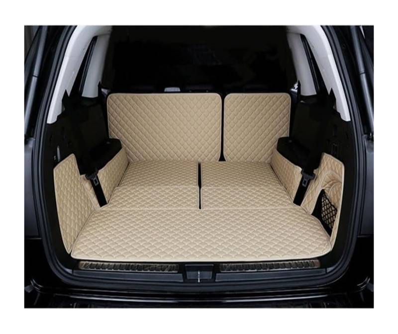 Auto All Inclusive Kofferraummatte Für Benz Für GLS 2016-2019 Kofferraum Teppiche Cargo Liner Kofferraum Liner Auto Kofferraum Schutz Innen Kofferraum Matten(Beige) von GABFDLZ