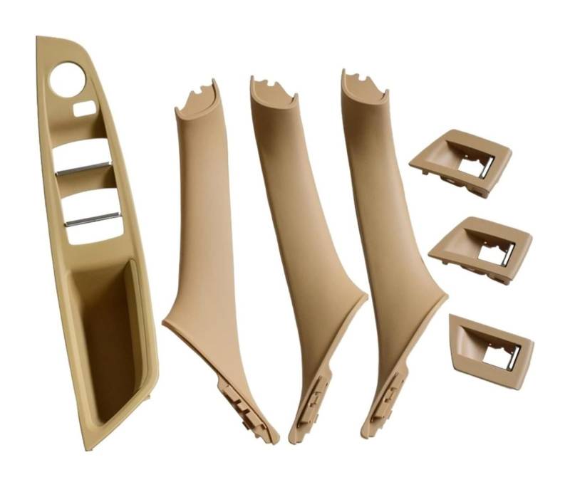 Auto Innen TüRgriff Für B&MW 5 Series F10 F11 F18 520i 523i 525i 528i 535i Verbessertes Neues Innentür-Armlehnen-Fensterschalter-Panel-Ziehgriff-Set(Beige-7pcs) von GABFDLZ