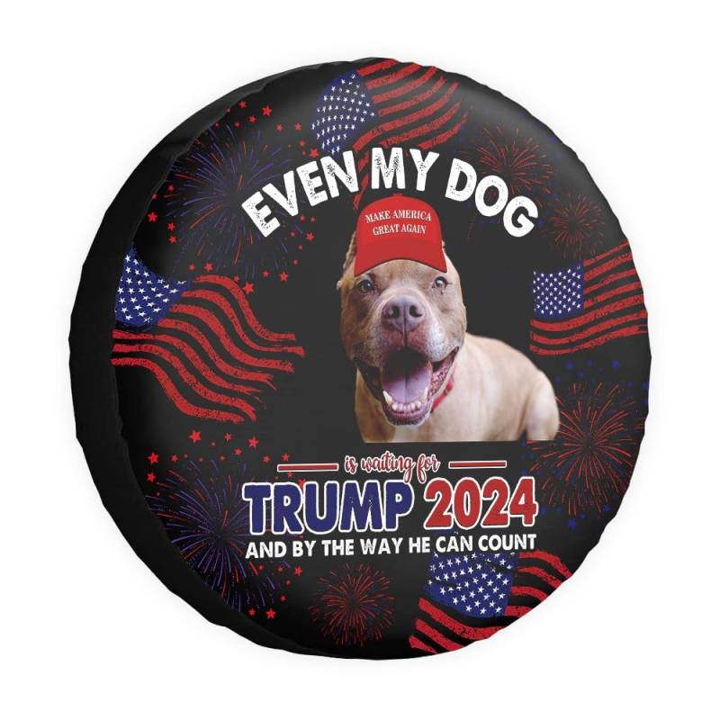 GABSHAIM Even My Dog is Waiting for Trump Ersatzreifenabdeckung Pitbull Dog Reifenabdeckungen Keep American Great Wheel Protectors Reifenabdeckungen Schwarz 35,6 cm Stil 4 von GABSHAIM