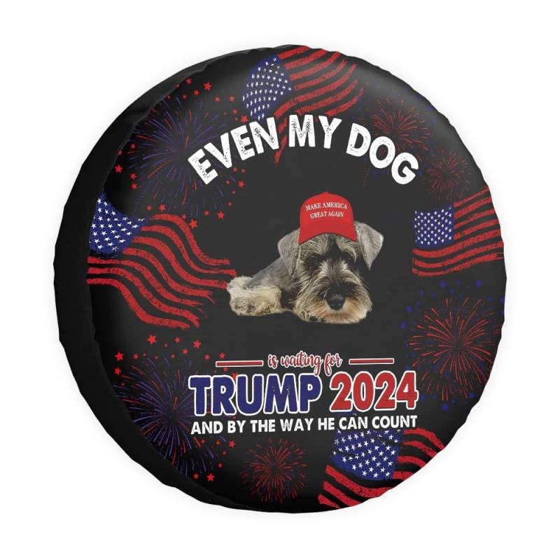 GABSHAIM Even My Dog is Waiting for Trump Ersatzreifenabdeckung Schnauzer Hund Reifenabdeckungen Keep American Great Wheel Protectors Reifenabdeckungen Schwarz 38,1 cm Stil 2 von GABSHAIM