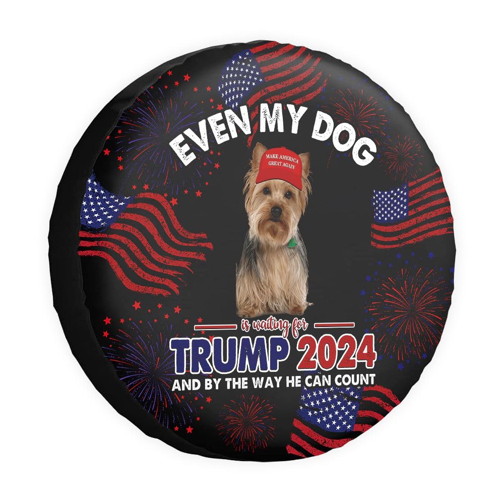 GABSHAIM Even My Dog is Waiting for Trump Ersatzreifenabdeckung Yorkie Hund Reifenabdeckungen Keep American Great Wheel Protectors Reifenabdeckungen Schwarz 45,7 cm Stil 2 von GABSHAIM