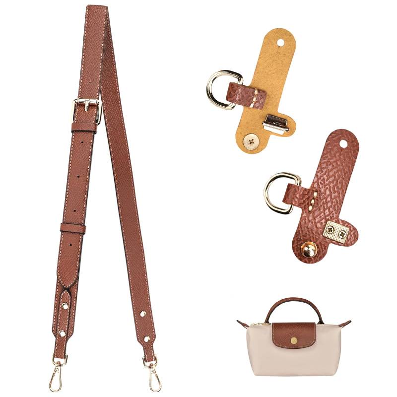 GADITIEK Schultergurt für Longchamp Tasche Damen Mini, Braun Lederriemen Schulterriemen für Longchamp, Leder Taschengurt Breit, Strap für Longchamp Mini Original, Tragegurte für Taschen von GADITIEK