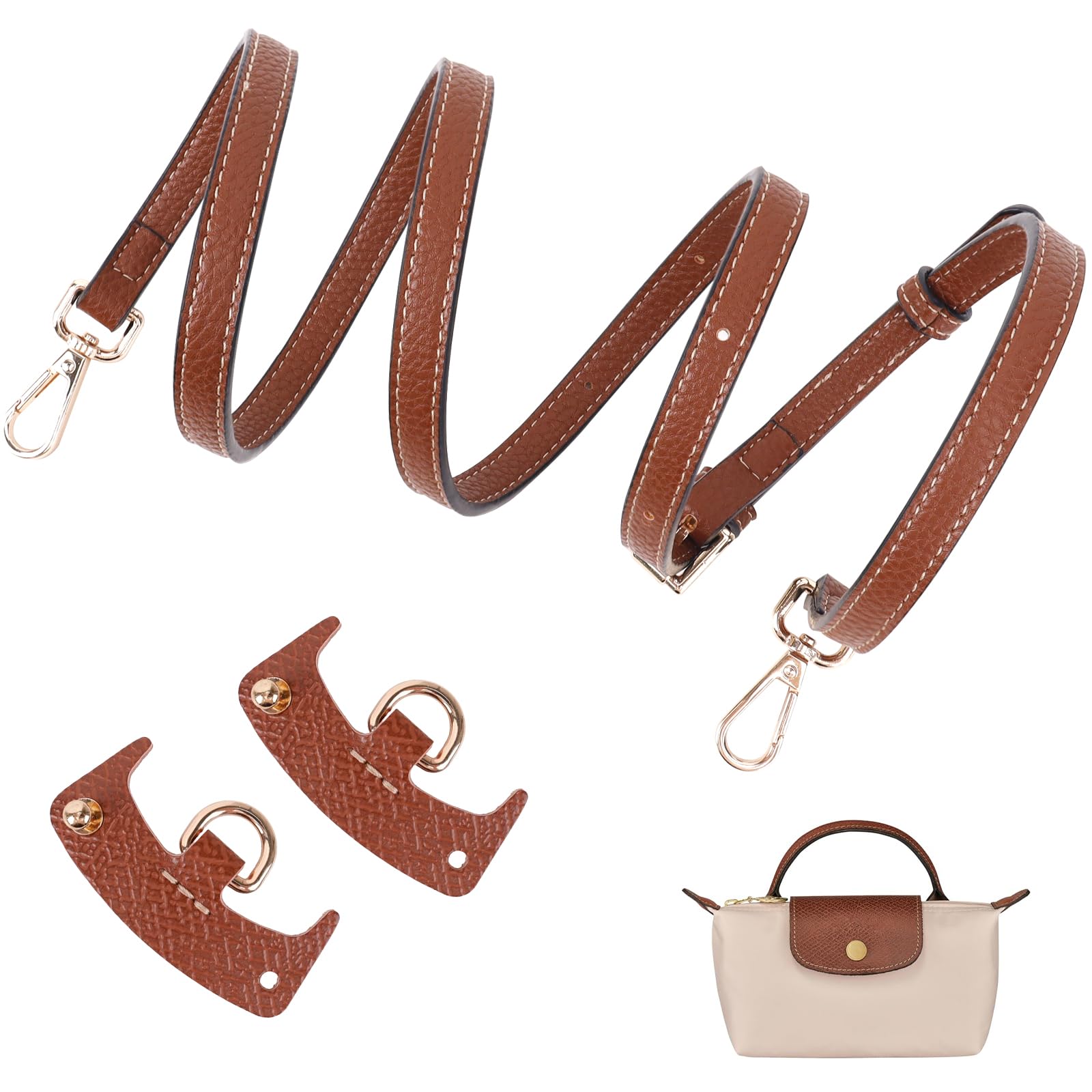 Schultergurt für Longchamp Tasche Damen, Verstellbarer Schulterriemen für Taschen, Leder Riemen Tragegurte für Longchamp Mini Bag Straps,Taschengurt Gurt Verlängerung (Breite des Schultergurtes 1,2cm) von GADITIEK