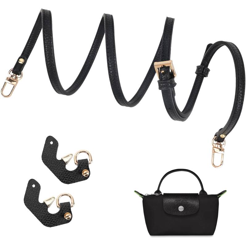 Schultergurt für Longchamp Tasche Damen Original,Kein Punsch Schwarz Taschengurte Zum Wechseln,Lederriemen mit Verschluss Straps für Longchamp Mini Bag,Schulterriemen (Breite des Schultergurtes 0,9cm) von GADITIEK