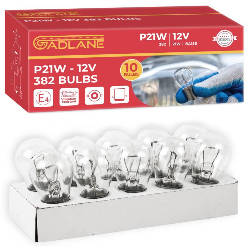 GADLANE 382 P21W BA15S Glühlampe 12v 21w Auto Van Bremsheckanzeige Rücknebel - 10er Pack von GADLANE