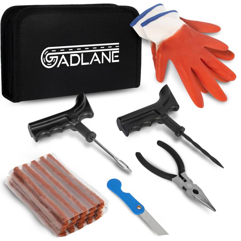 GADLANE Autoreifen Reparaturset Reifenreparaturwerkzeuge 7 Stück Schlauchlos Für Notfälle Auto Auto Motorrad LKW ATV Jeep Traktor 20-saitiger Reparaturstecker (7 PCS) von GADLANE