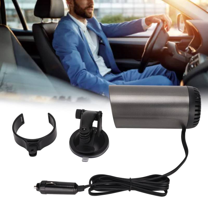 GAESHOW Tragbare Autoheizung, Tragbarer Defroster, Plug In Zigarettenanzünder Windschutzscheibe Defroster, Auto Heizlüfter, 12V 150W Auto Autoheizung Defroster für Auto 360 Grad Einstellbare Heizung von GAESHOW