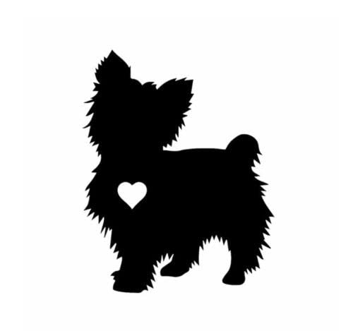 GAETOYEN Autoaufkleber Hund Personalisiert 10 cm X 12,6 cm Yorkshire Terrier Herz Silhouette Auto Aufkleber Aufkleber Hund Dekoration Schwarz/Silber Css1A16242 von GAETOYEN